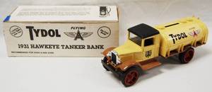 lot 4635 image: Tudol 1931 Hawkeye Tanker Truck, with Locking Coin Bank wKey, (Die-Cast Metel)