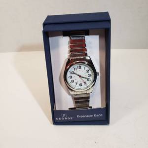 lot 215 image: George 24 hour dial second hand silver expansion band womens wrist watch