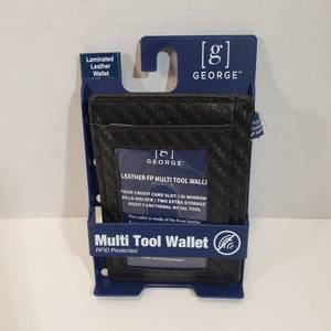 lot 259 image: George Laminated Leather multi-tool RFID protected Clip wallet black