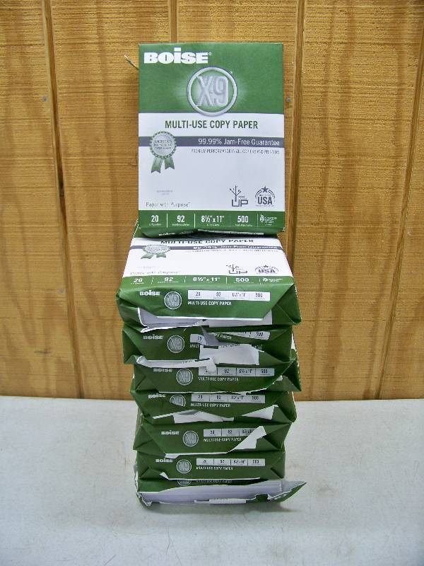 lot 1128 image: 8 Reams Boise Multi-Use White Copy Paper