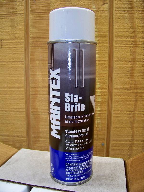 lot 1257 image: Case of 12 Cans Maintex Sta-Brite Stainless Steel CleanerPolish