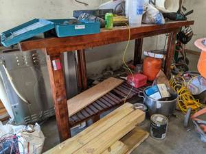 lot 3525 image: Wooden Bar Height Table