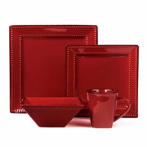 lot 4035 image: Lorren Home Trends 12 Piece Square Beaded Stoneware Dinnerware set, Service for 4