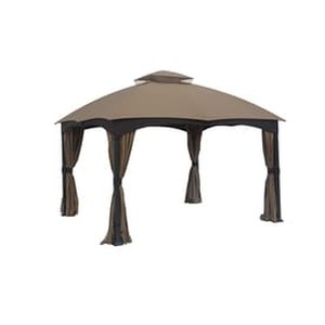 lot 4041 image: Allen  Roth Brown Metal Rectangle Screened Gazebo (Exterior 10.662-ft x 12.795-ft Foundation 10-ft x 12-ft)