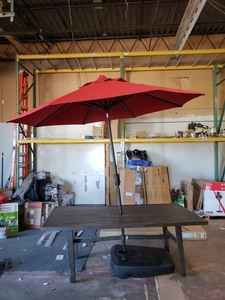 lot 4047 image: Outdoor Patio Table with Patio Umbrella & Stand
