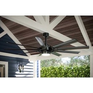 lot 4060 image: Fanimation Studio Collection Slinger v2 72-in Matte black LED IndoorOutdoor Ceiling Fan with Remote (9-Blade)