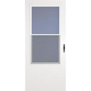 lot 4115 image: Comfort-Bilt Bismarck White Mid-View Tempered Glass Standard Half Screen Storm Door (Common 34-in x 81-in Actual 35.56-in x 81.13-in)