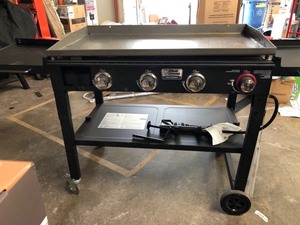 lot 4503 image: Blue Rhino 4-Burner Gas Griddle with Shelves