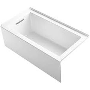 lot 3300 image: KOHLER K-1946-LA-0 Alcove Bath with Integral Apron, Tile Flange and Left Hand Drain, 60 x 30, White