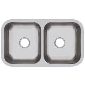 lot 3324 image: Elkay Dayton Undermount Stainless Steel 32 in. Double Bowl Kitchen Sink, Soft Satin