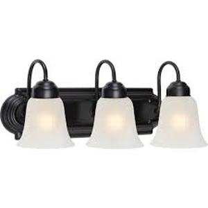 lot 3342 image: 7 Essentials 3-Light Bath Vanity Oil Rubbed Bronze -Maxim