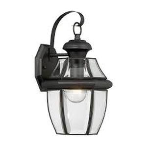 lot 14335 image: Portfolio Brayden 14.13 H Matte Black-e-26 Base Outdoor Wall Light-0338653