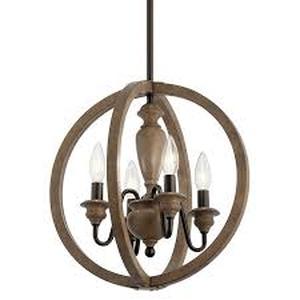 lot 14352 image: Kichler Beulah 4-light Pendant Chandelier Olde Bronze