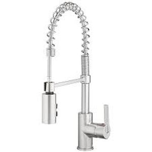 lot 14393 image: Project Source 1 Handle Pull Down Commercial Kitchen Faucet H90k-51d-ps-bn
