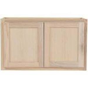 lot 14411 image: Kitchen Classics 18-in x 30-in x 12-in Unfinished Oak Double Door Kitchen Wall Cabinet