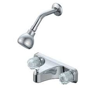 lot 14431 image: Project Source Chrome 2-Handle WaterSense Bathtub and Shower Faucet with Single Function Showerhead