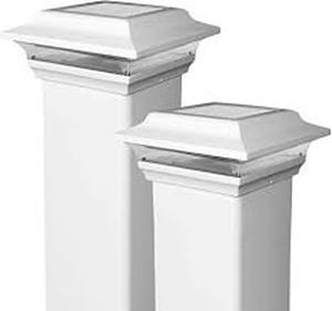 lot 14439 image: Set of 2 CLASSY CAPS MFG Imperial Solar Powered LED Fence Post Cap