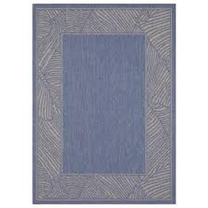 lot 14446 image: Allen  Roth, 5 X 7 Lt Blue Indooroutdoor Border Tropical Area Rug