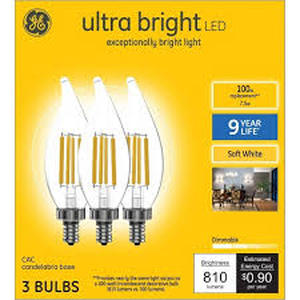 lot 14453 image: (Lot of 18)General Electric 18pk 100W CAC Decorative Ultra Bright LED Light White