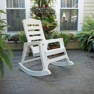 lot 14456 image: Adams Adirondack Real Comfort Plastic Rocking Chair, White
