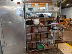 lot 8547 image: Shelving On Casters, Contents Not Included