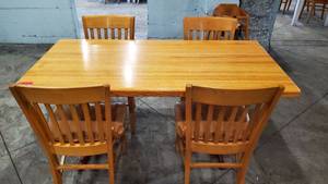 lot 8574 image: 5ft Wood Dining Table With 4 Chairs