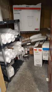 lot 8602 image: Styrofoam Cups, Straws, To Go Containers, Toilet Paper