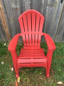 lot 108 image: Red Plastic Adirondack Chair