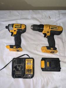 lot 4569 image: DeWalt 20V Cordless Drill and Impact Driver With Battery and Charger Working Location A1