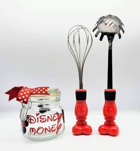 lot 5013 image: Minnie Mouse Disney Money Jar and Two Mickey Mouse Kitchen Utensils