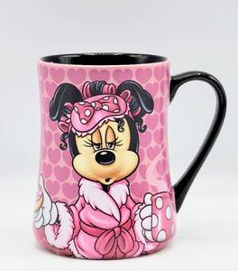 lot 5014 image: Disney Parks Minnie Mouse Mornings Arent Pretty Pink Ceramic Coffee Mug Cup