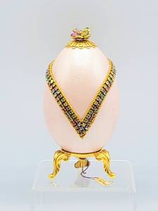 lot 5017 image: Signed Jeweled Pink Musical Egg Trinket Box - Plays Laras Theme