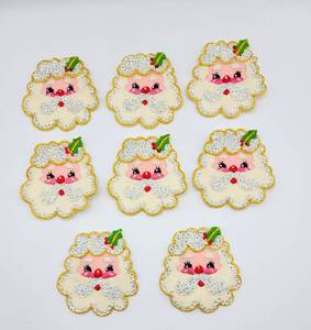 lot 5022 image: 8 Vintage Felt & Sequin Santa Napkin Rings