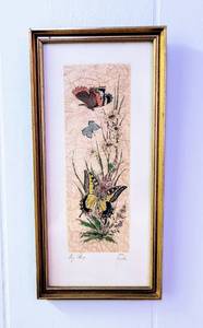 lot 5026 image: Signed Friebe Butterflies on Rice Paper Matted and Framed