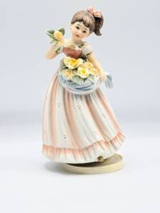 lot 5103 image: Berman & Anderson Music Box Figurine of Young Girl with Yellow Roses