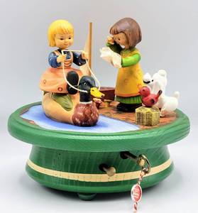 lot 5101 image: Anri Italy with Thorens Movement Switzerland Wooden Carved Music Box - Weve only just begun