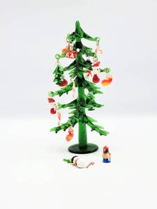 lot 5140 image: 6 Miniature Glass Christmas Tree with Miniature Glass Ornaments