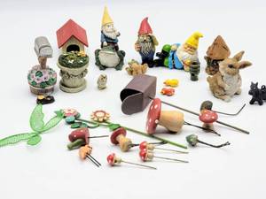 lot 5144 image: 27 piece Miniature Garden Gnome Figurines and Accessories - Fairy Garden Items