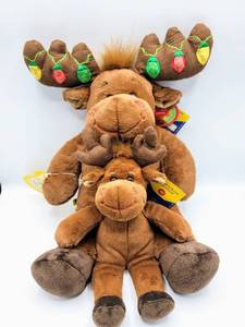 lot 5149 image: Build A Bear HAL Christmas Moose wLights and Tags and Small Build A Bear Moose wTags