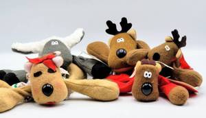 lot 5150 image: (5) Piece Lot - Vintage Hallmark Rhonda (1984) & Rodney Reindeer, Burger King 1987 Randy Reindeer and more