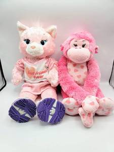 lot 5153 image: Build A Bear Pink Kitty Kat in Outfit with Skechers Shoes and Pink Hearts Monkey