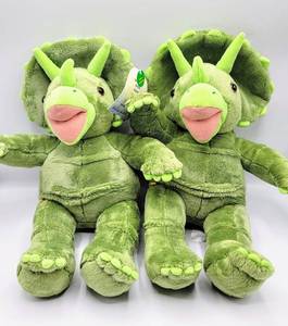 lot 5155 image: (2) Build A Bear Green Triceratops Plushes - One with Tags
