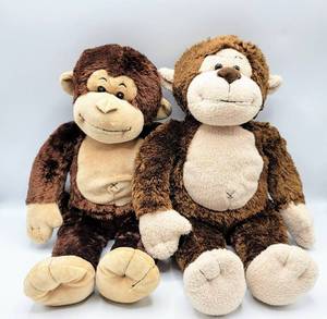 lot 5156 image: (2) Build A Bear Brown Monkey Plushes - They are slightly different from each other