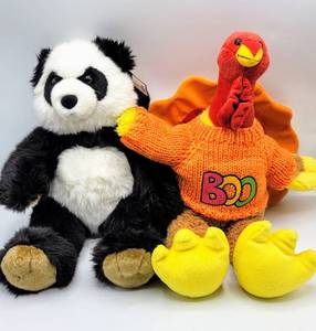 lot 5157 image: (2) Build A Bear Turkey with Sweater and Build A Bear Panda with Tags