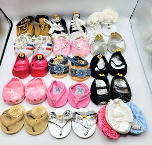 lot 5167 image: (17) Pairs of Build A Bear Shoes - Boots, Tennis Shoes, Ice Skates, Crocs, Sandals, Flip Flops and more