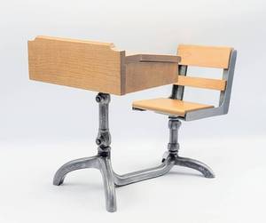 lot 5172 image: American Girl Molly School Desk and Swivel Chair Wood and Metal