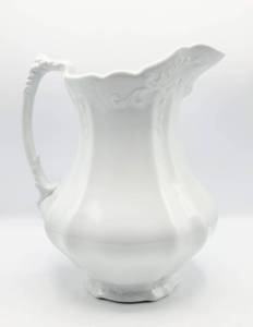 lot 5187 image: Antique Royal Ironstone China Pitcher by Johnson Bros England 11 Tall