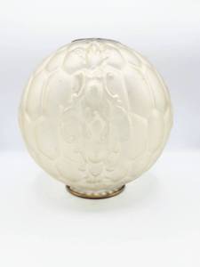 lot 5188 image: Antique Round Glass with Decorative Honeycomb Like Relief Design Oil Lamp Shade
