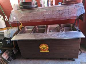 lot 5422 image: Vollrath Hot Food Table With Four Wells And Enclosed Base 38945, Buyer Responsible For Removal