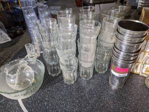lot 6393 image: Shakers, Glass Cocktail Glasses And More